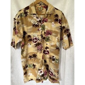 Vtg Cotton Jordin Sportswear Aloha Tropical Hawaiian Vacation Shirt M Palms